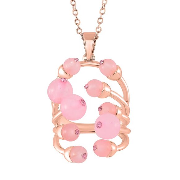 Galilea Rose Quartz, Pink Austrian Crystal 20" Necklace in Rosetone - Picture 1 of 3